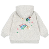 Konges Sløjd Grey Melange Lou Sequin Sweat Zip Hood Gots