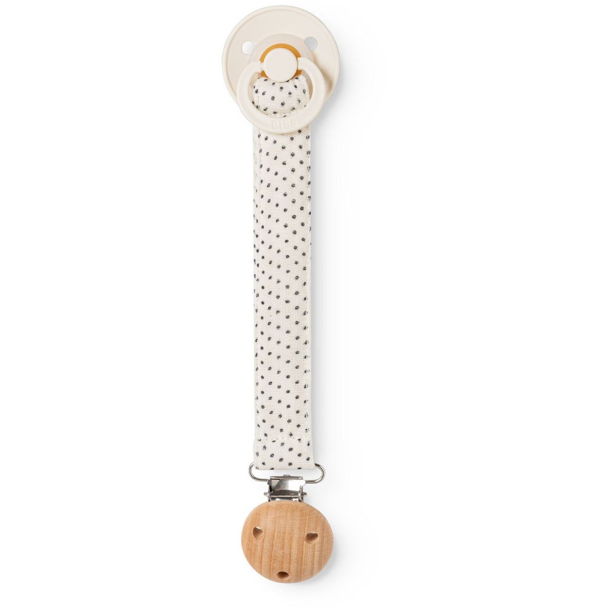 MarMar Bonded Muslin Print Tiny Dots Alo Pacifier Clip