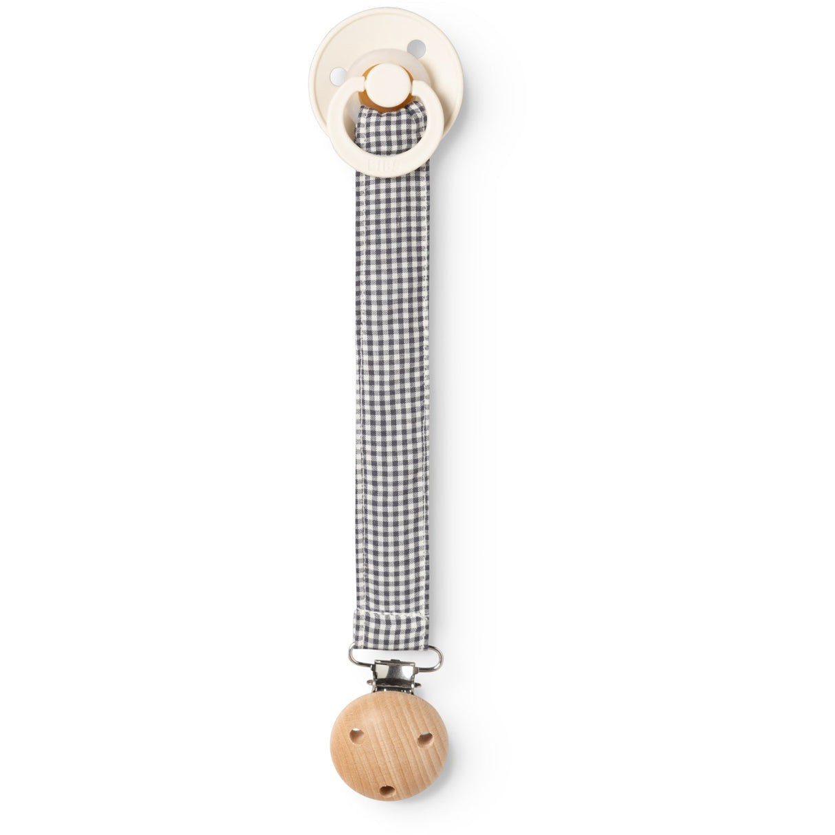 MarMar Crispy Poplin Acc Blue Check Alo Pacifier Clip