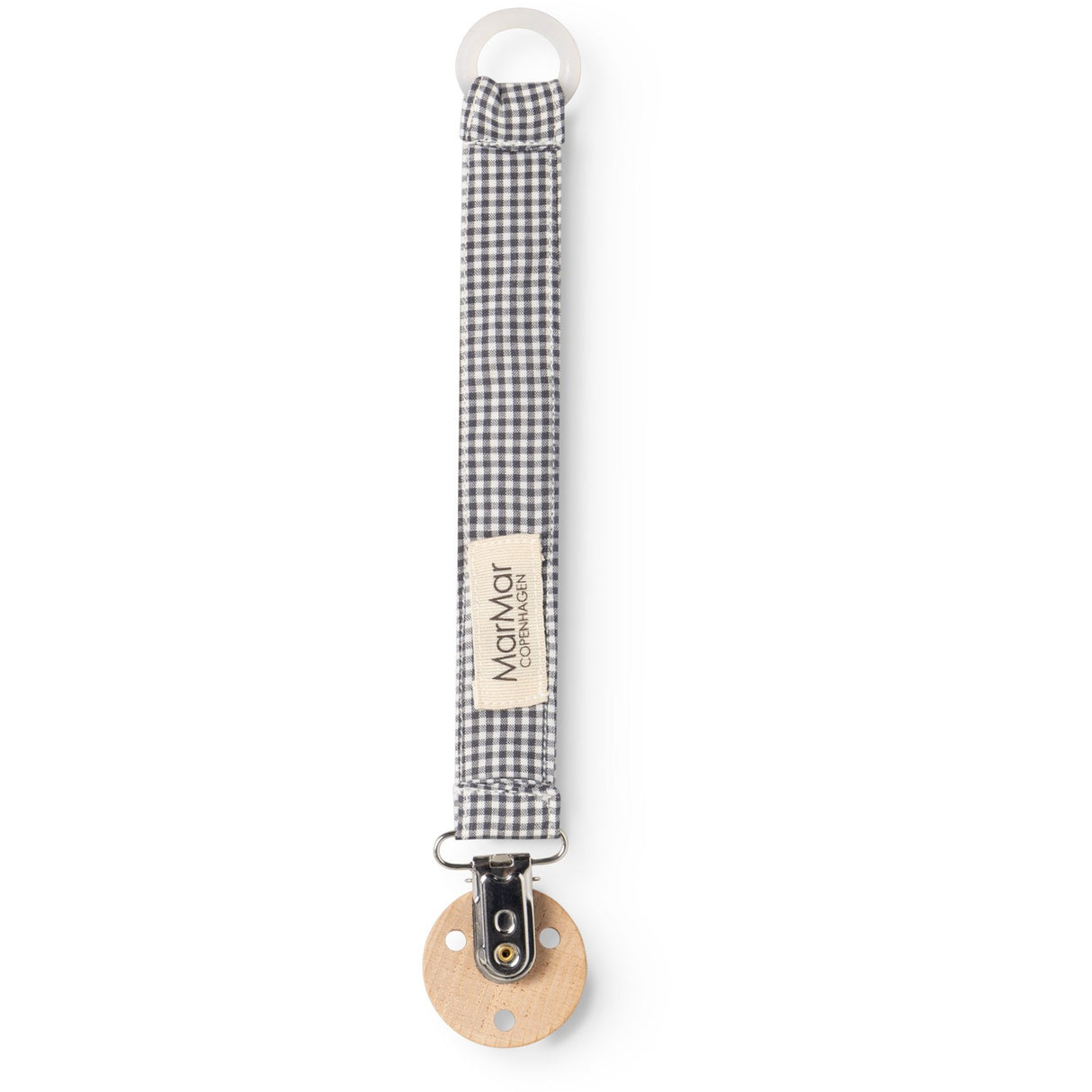 MarMar Crispy Poplin Acc Blue Check Alo Pacifier Clip