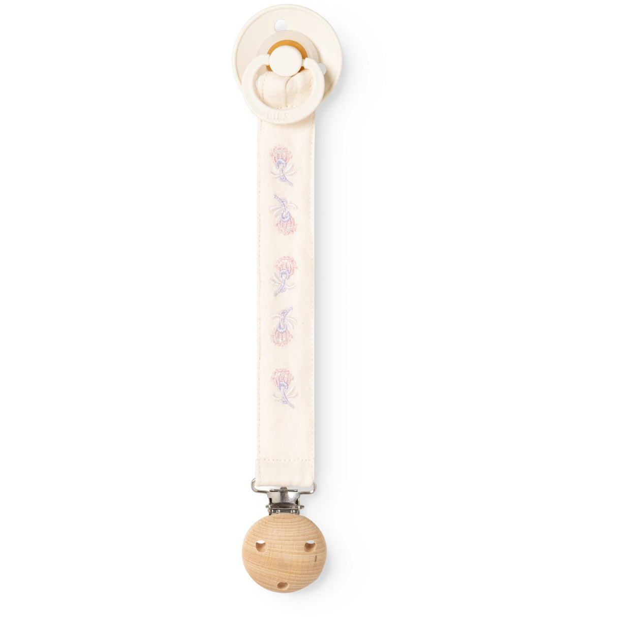 MarMar Crispy Poplin Mini Bloom Emb. Alo Embroidery Pacifier Clip
