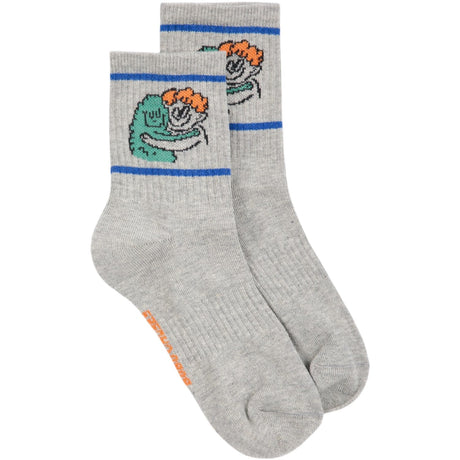 Bobo Choses Light Heather Grey Hug Hairy Monster Short Socks
