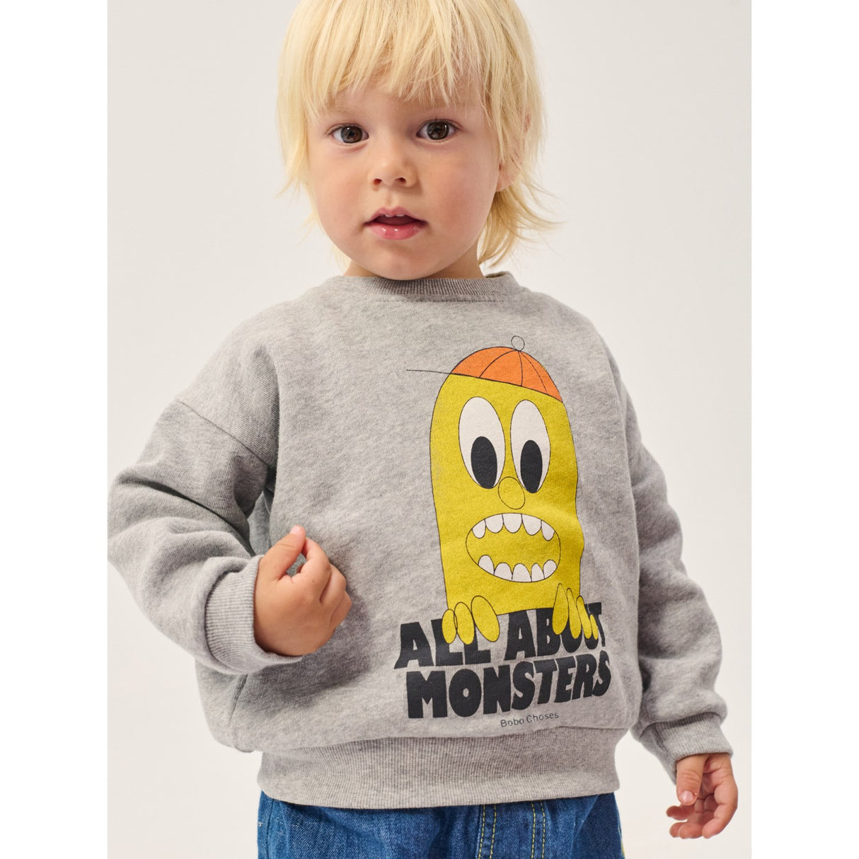 Bobo Choses Light Heather Grey Bigtooth Lemon Sweatshirt