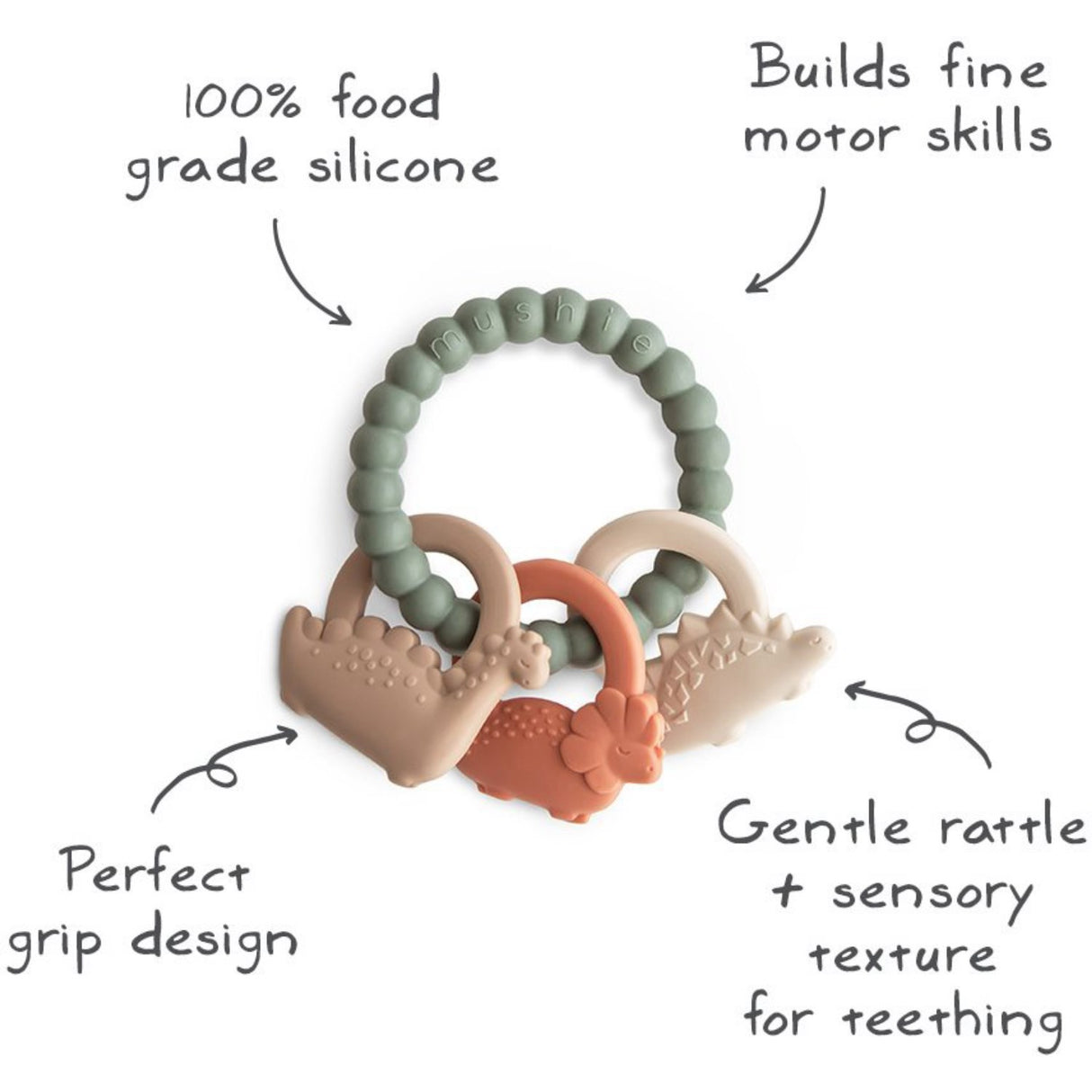 Mushie Dried Thyme Mushie Dino Teething Ring