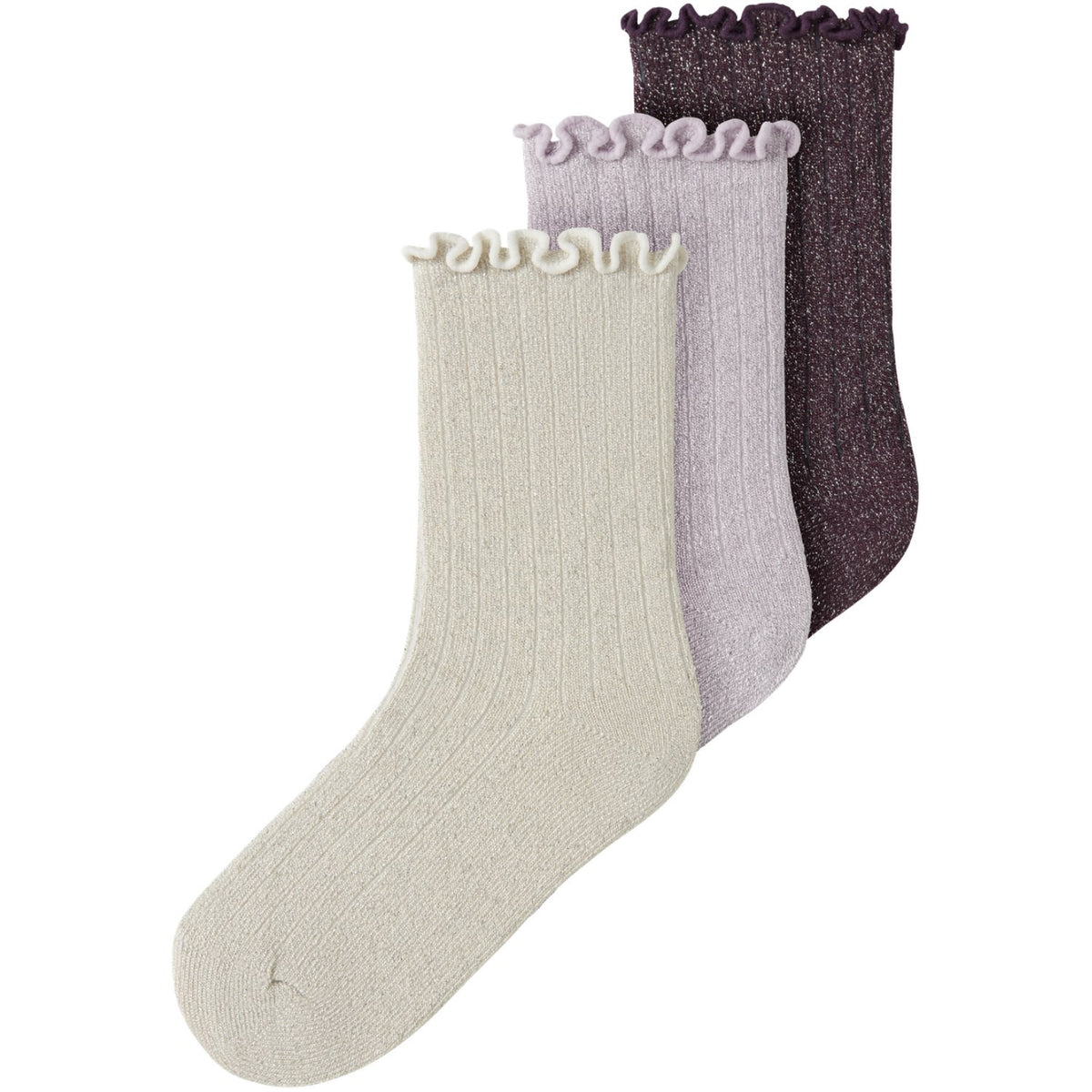 Name It Catawba Grape Lavender Fog + Birch Nmfrosie 3-Pack Socks