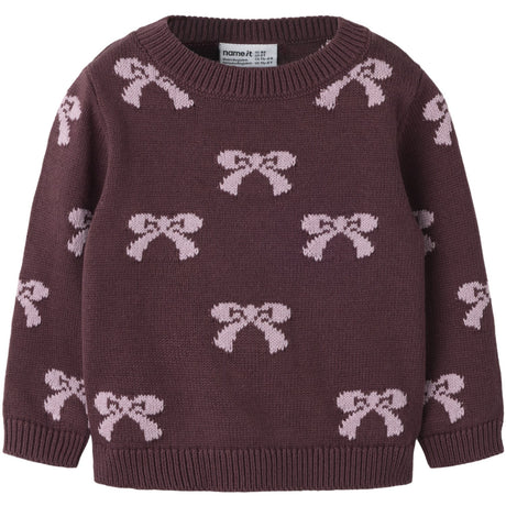 Name It Catawba Grape Mauve Shadows Bow Nmfrekka Ls Knit