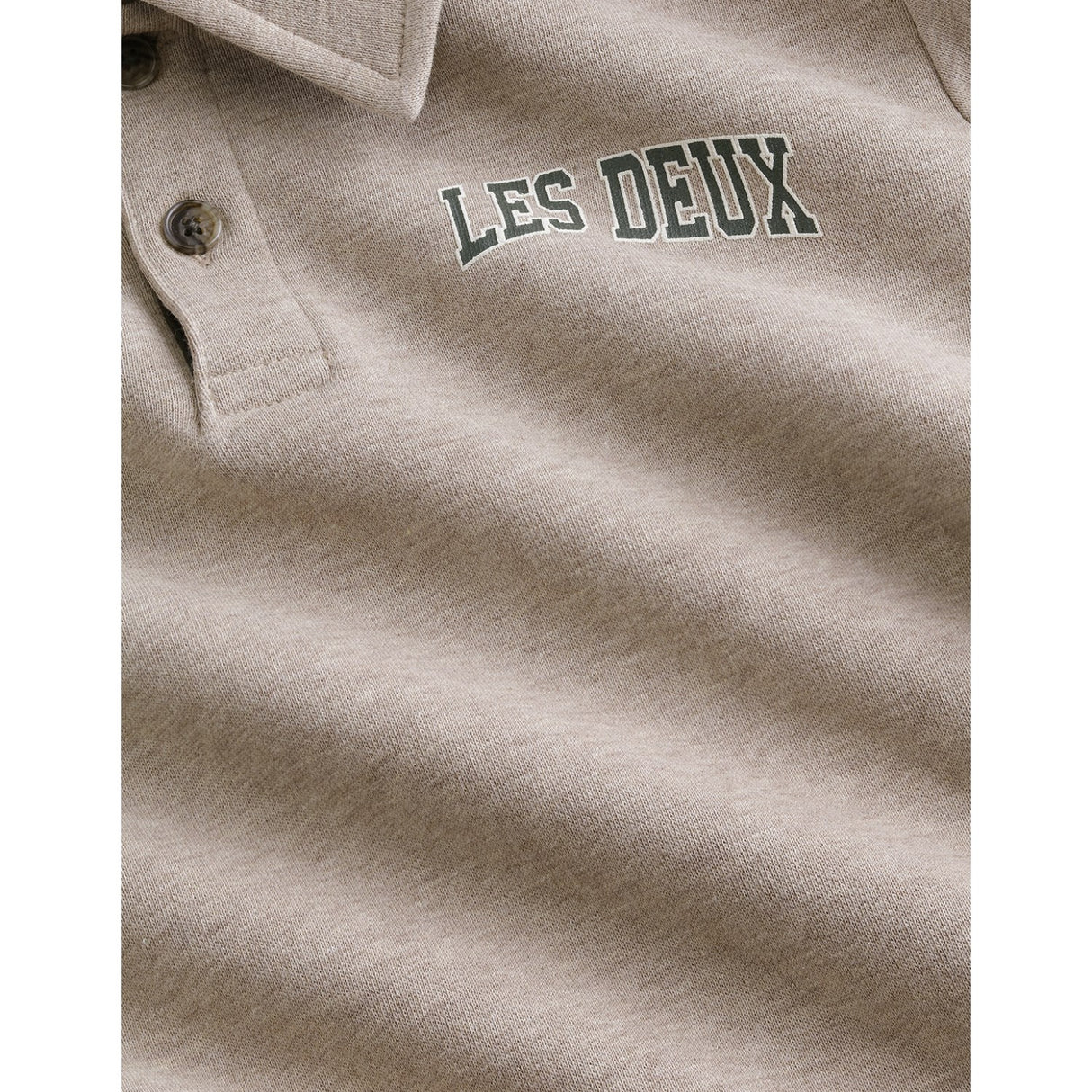 Les Deux Kids Dark Sand Melange College Rugby Polo Sweatshirt Kids