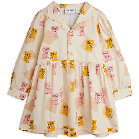Mini Rodini Multi Kittens AOP Woven Ls Dress