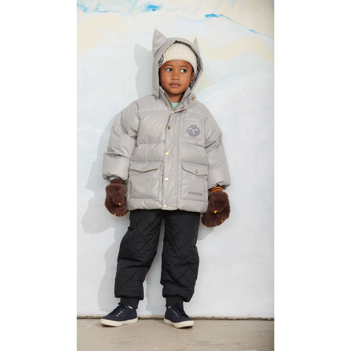 Mini Rodini Grey Cat Ears Heavy Puffer