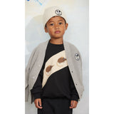 Mini Rodini Grey Melange Ritzratz Patch Knitted Cardigan