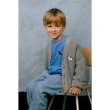 Mini Rodini Grey Melange Ritzratz Patch Knitted Cardigan