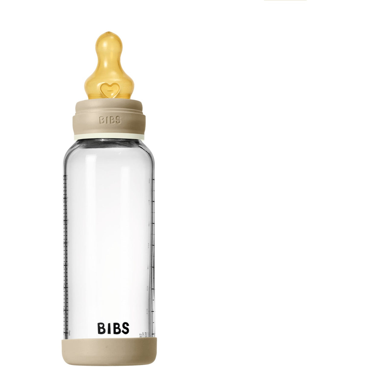 Bibs Vanilla GLOW Glass Baby Bottle Round Latex 1-Pack 240 Ml Medium Flow