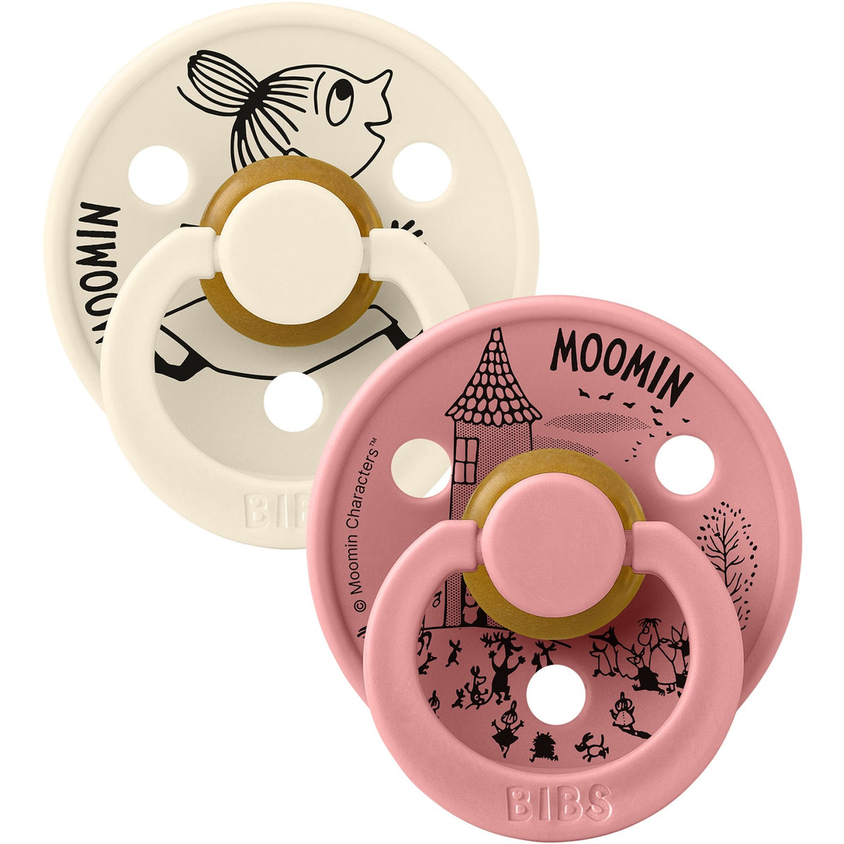 Bibs Ivory / Dusty Pink X Moomins Pacifier Colour Little My 2-Pack Latex