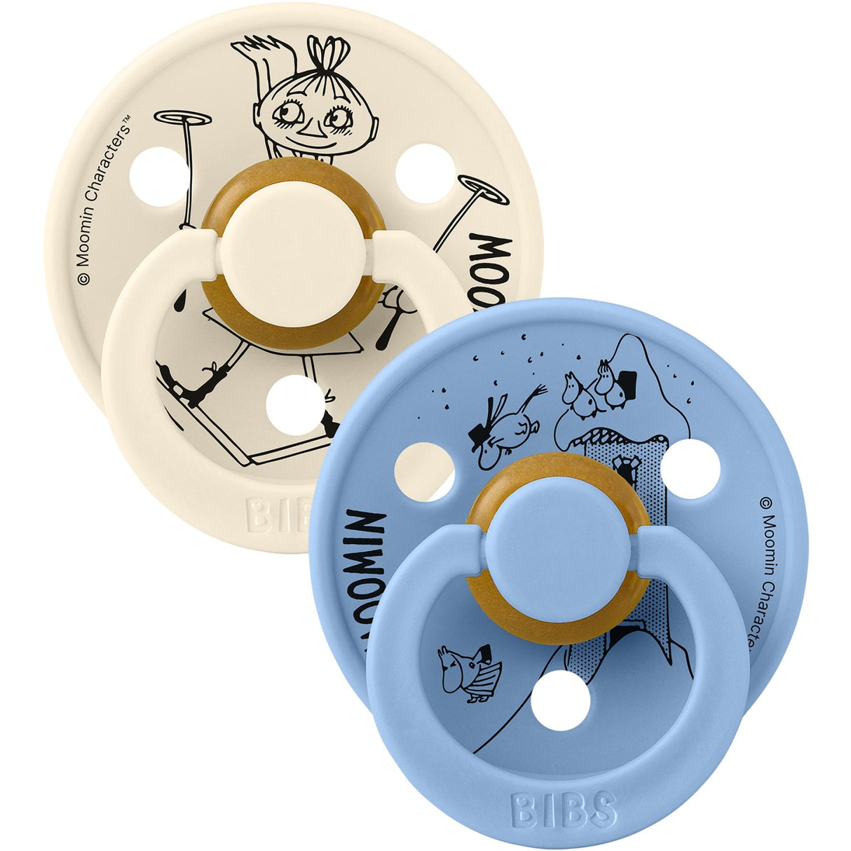Bibs Ivory / Sky Blue X Moomins Pacifier Colour Mymble 2-Pack Latex
