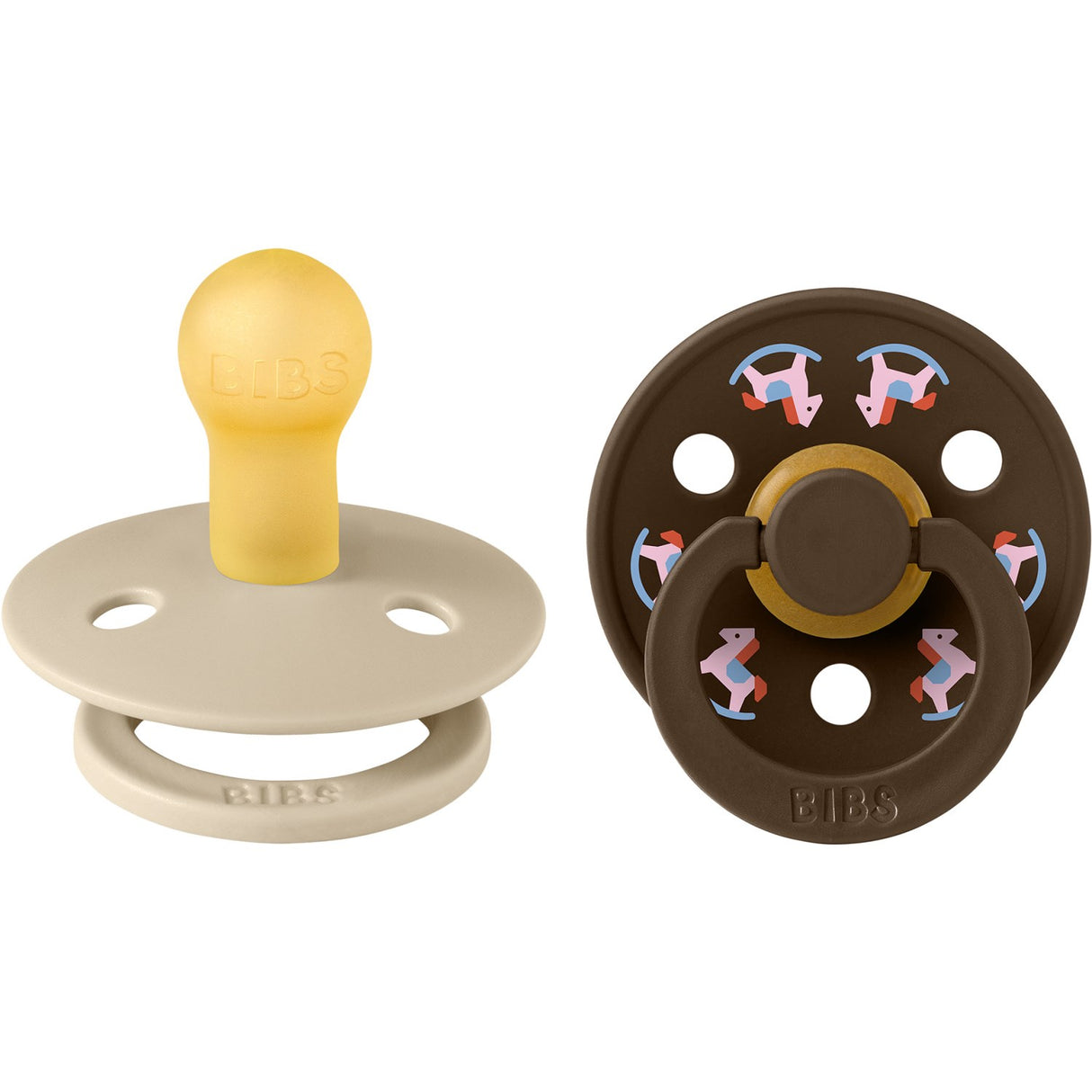 Bibs Vanilla / Mocha Pacifier Colour Holiday Horse 2-Pack Latex