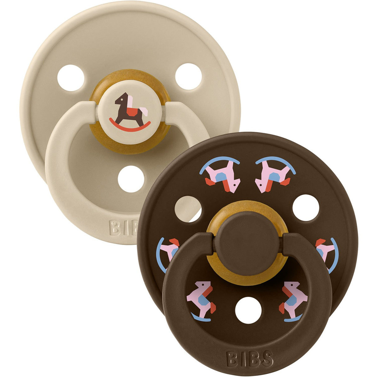 Bibs Vanilla / Mocha Pacifier Colour Holiday Horse 2-Pack Latex