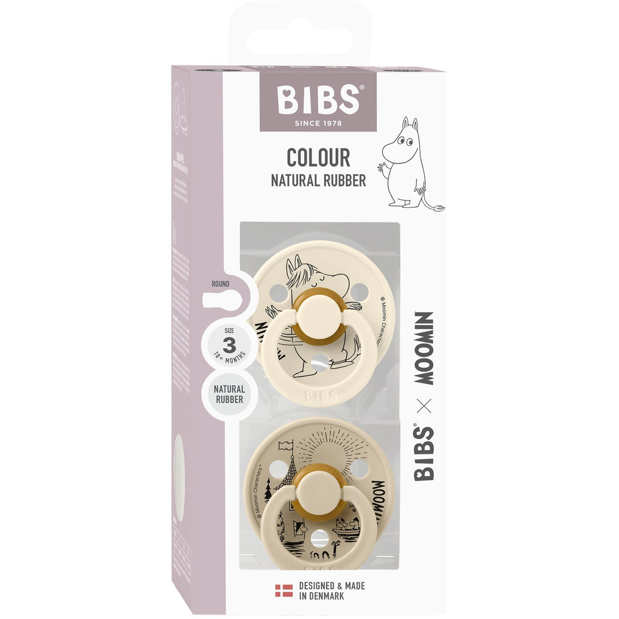 Bibs Ivory / Vanilla X Moomins Pacifier Colour Snorkmaiden 2-Pack Latex