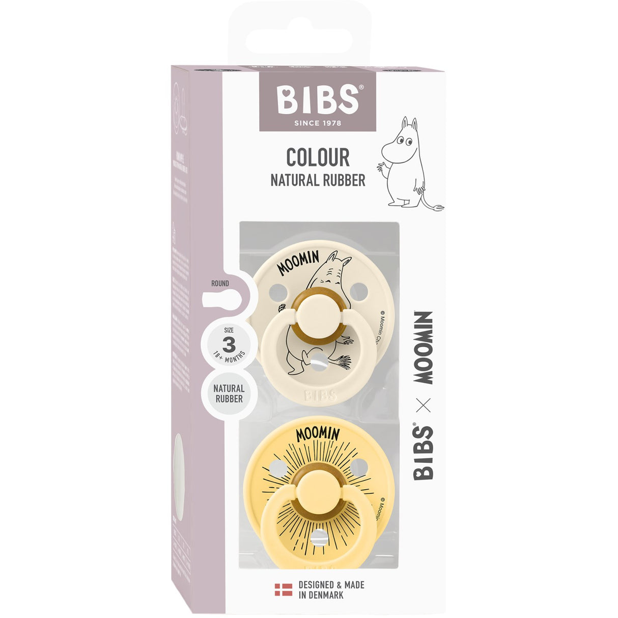 Bibs Ivory / Pale Butter X Moomins Pacifier Colour Moomintroll 2-Pack Latex