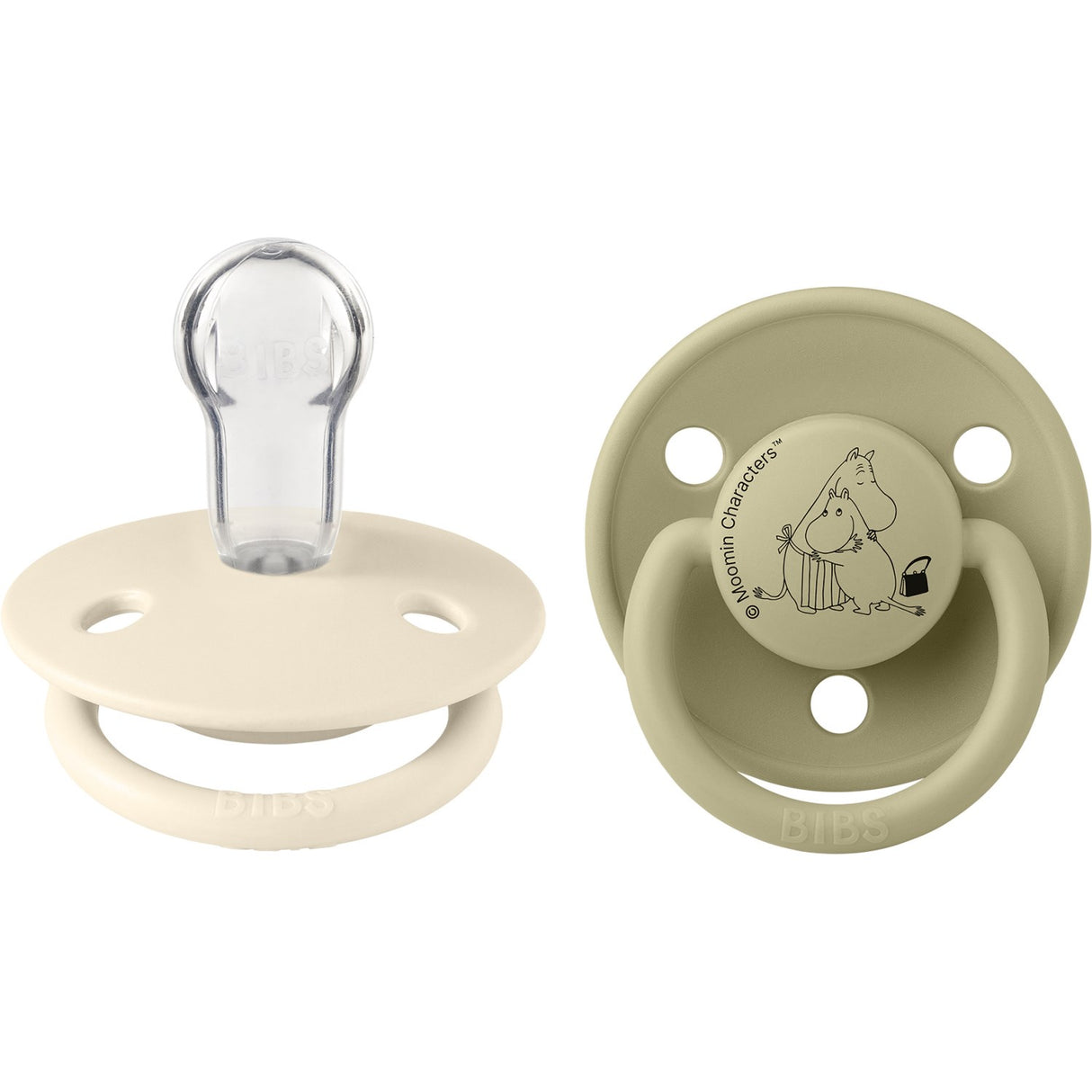 Bibs Ivory / Khaki X Moomins Pacifier De Lux Stinky 2-Pack Silicone