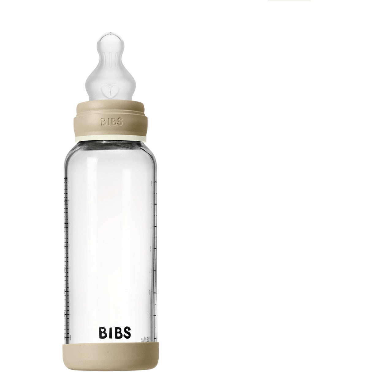 Bibs Vanilla GLOW Glass Baby Bottle Round Silicone 1-Pack 240 Ml Medium Flow