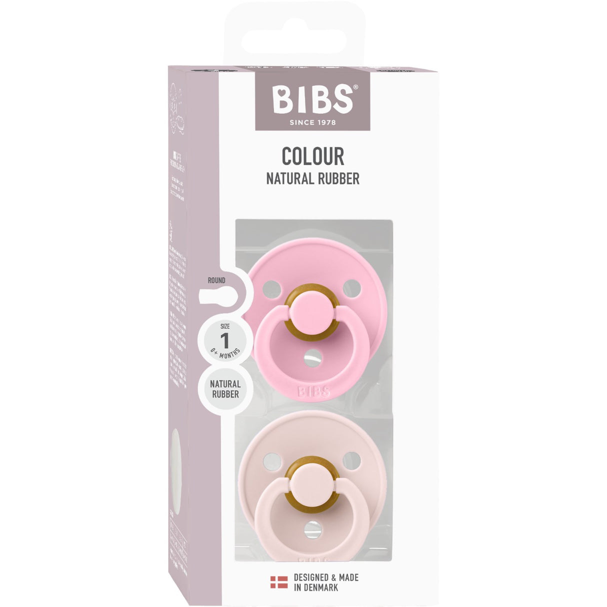 Bibs Petal / Baby Pink Pacifier Colour 2-Pack Latex