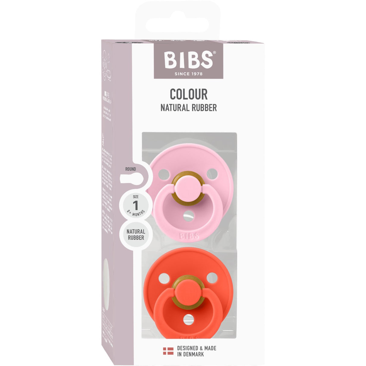 Bibs Baby Pink / Tango Pacifier Colour 2-Pack Latex