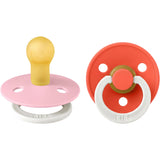 Bibs Baby Pink GLOW / Tango GLOW Pacifier Colour 2-Pack Latex