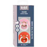 Bibs Baby Pink GLOW / Tango GLOW Pacifier Colour 2-Pack Latex