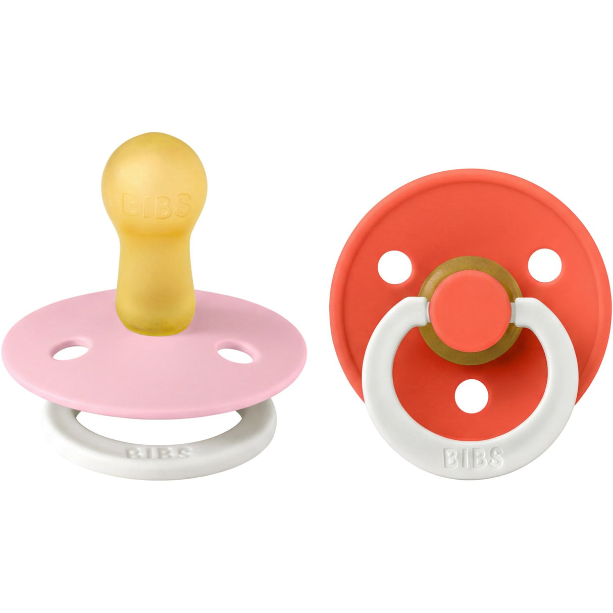 Bibs Baby Pink GLOW / Tango GLOW Pacifier Colour 2-Pack Latex