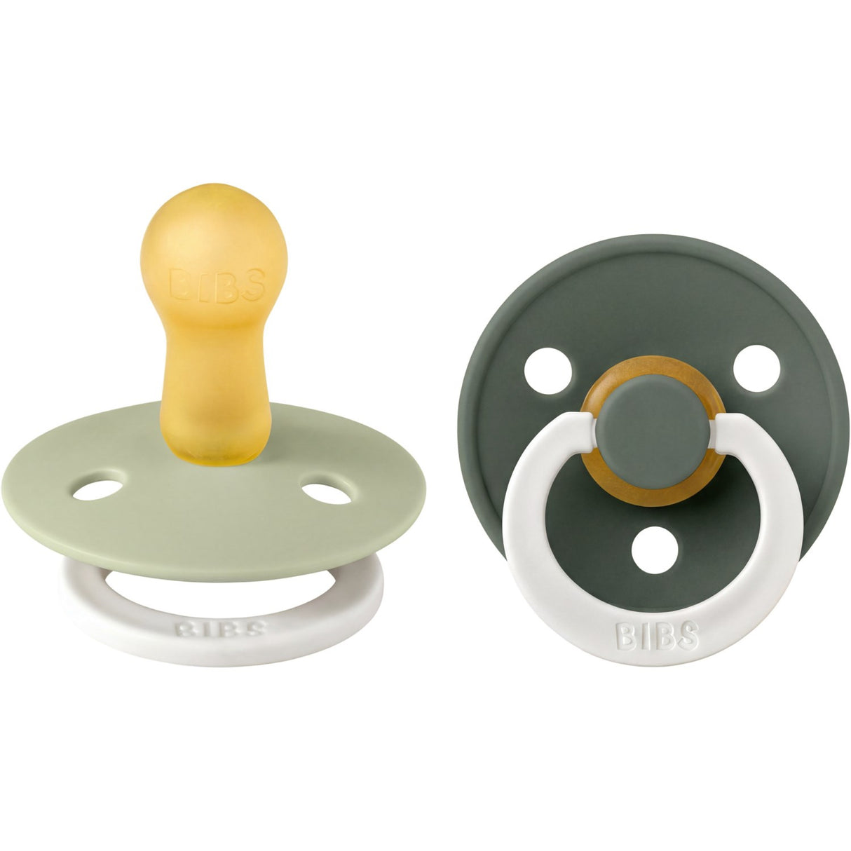 Bibs Sage GLOW / Pine GLOW Pacifier Colour 2-Pack Latex