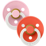 Bibs Baby Pink GLOW / Tango GLOW Pacifier Colour 2-Pack Latex
