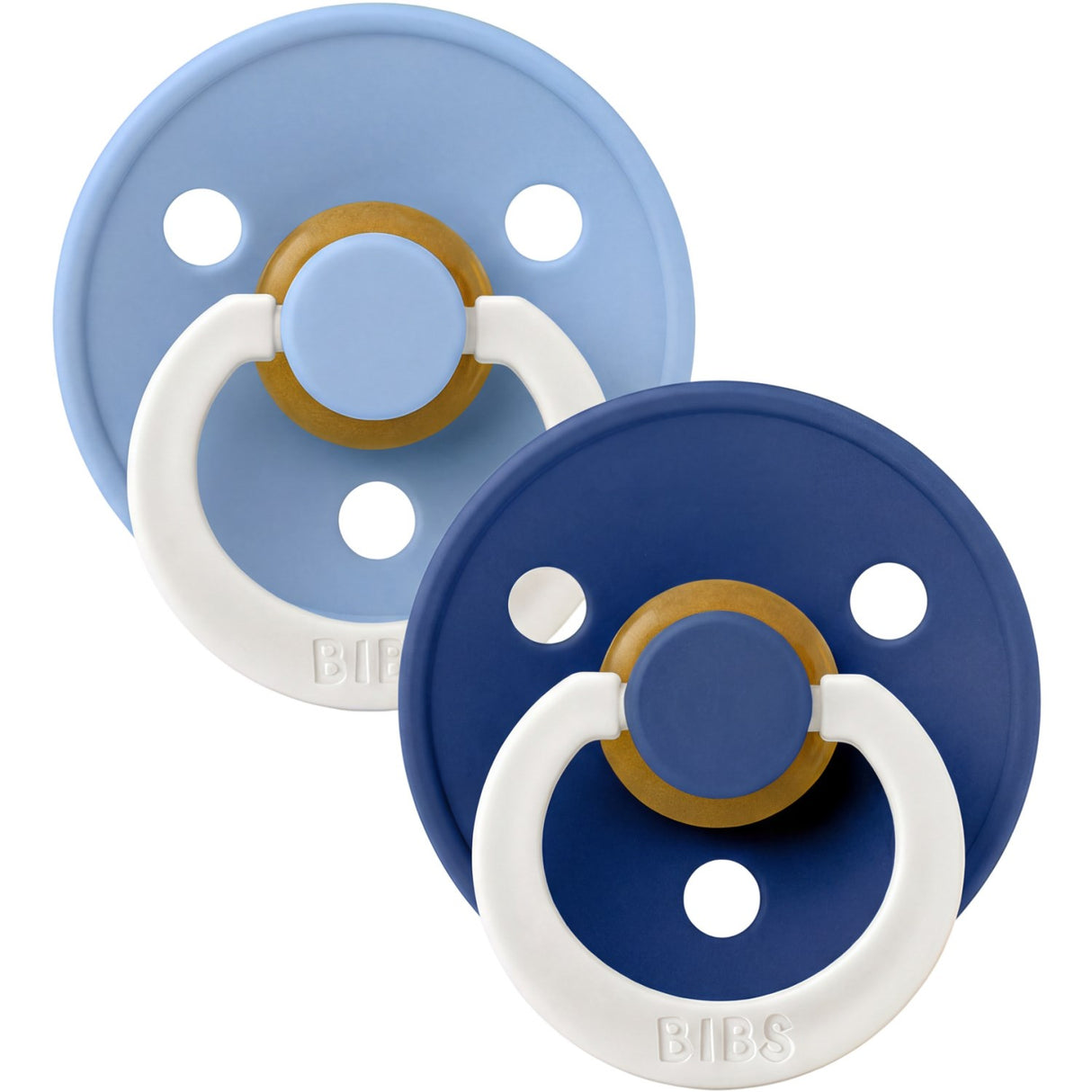 Bibs Sky Blue GLOW / Cornflower GLOW Pacifier Colour 2-Pack Latex