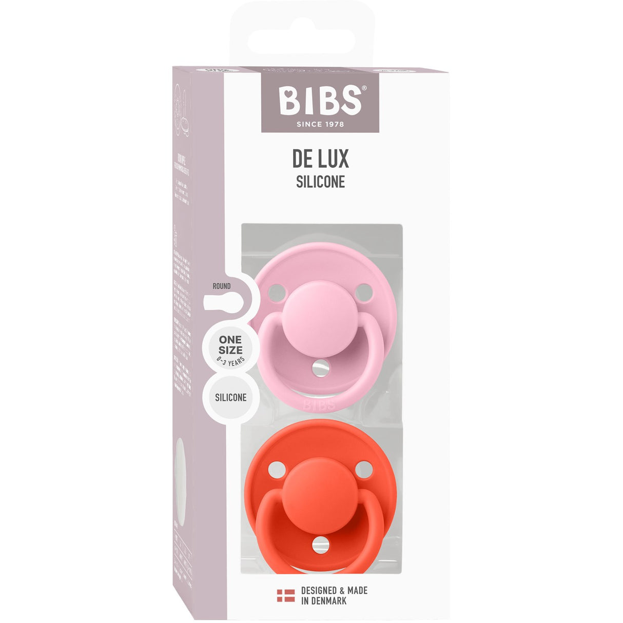 Bibs Baby Pink / Tango Pacifier De Lux 2-Pack Silicone