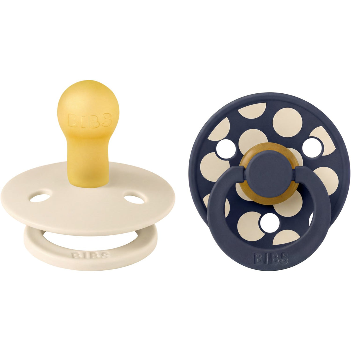 Bibs Ivory / Deep Space Pacifier Studio Colour 2-Pack Polka Mix Latex