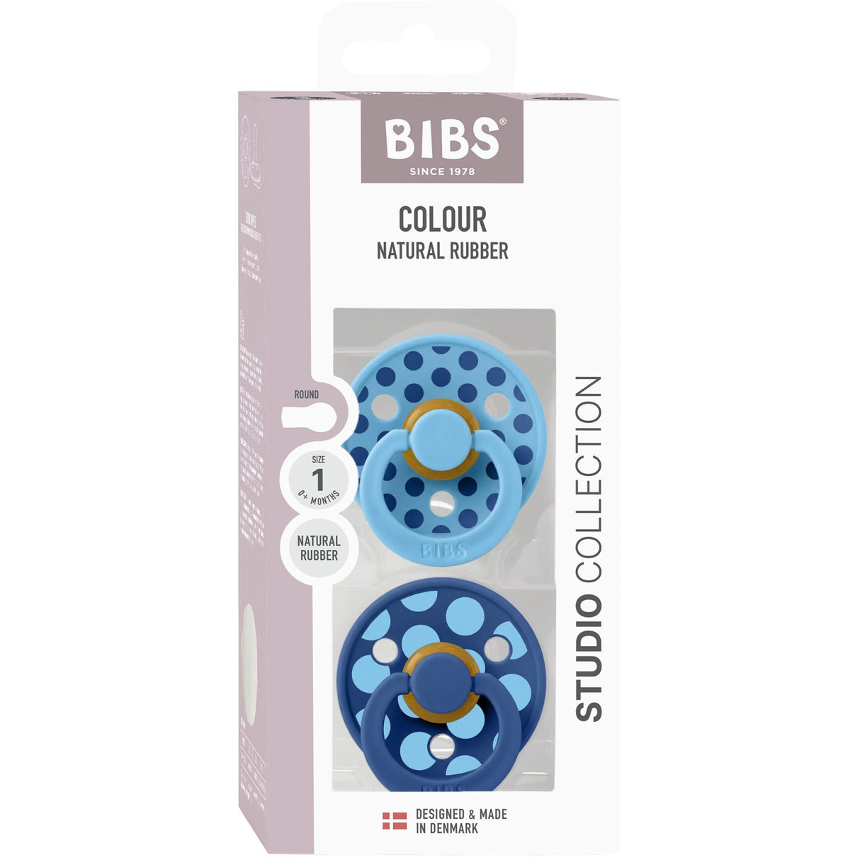 Bibs Breeze / Cornflower Pacifier Studio Colour 2-Pack Polka Mix Latex