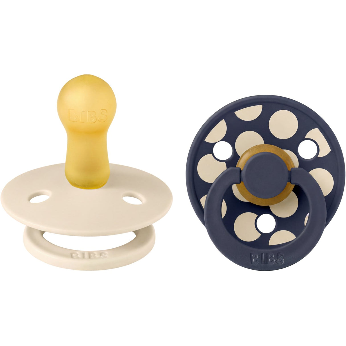 Bibs Ivory / Deep Space Pacifier Studio Colour 2-Pack Polka Mix Latex