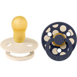 Bibs Ivory / Deep Space Pacifier Studio Colour 2-Pack Polka Mix Latex