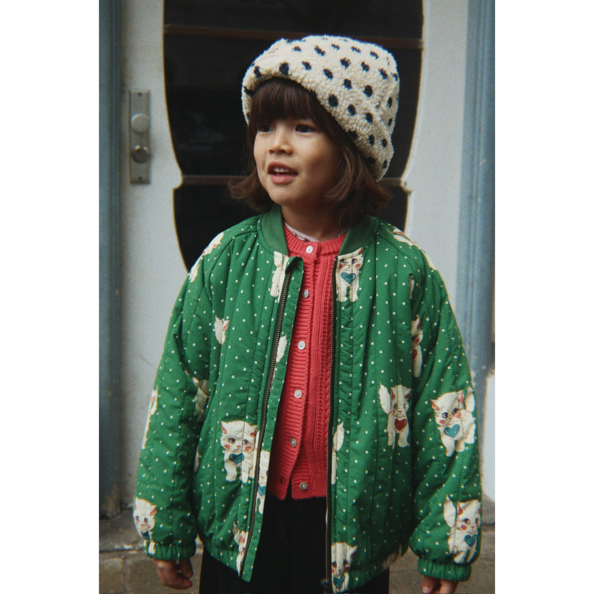 Konges Sløjd Dot Miao Verde Juno Printed Bomber Jacket