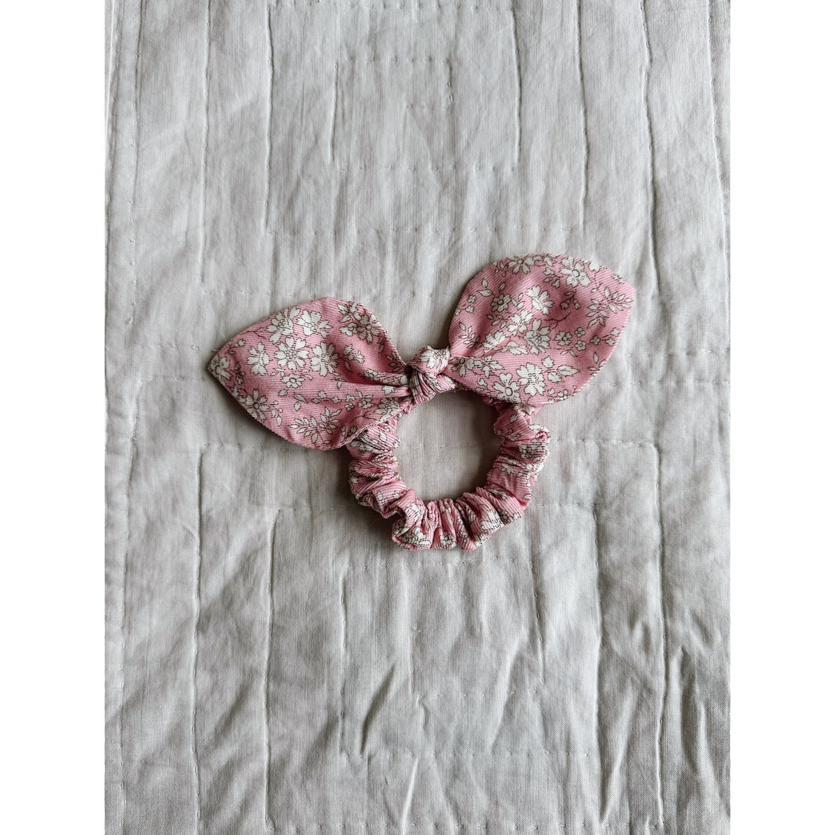 Lalaby Pink Flower Cord Scrunchie Bow