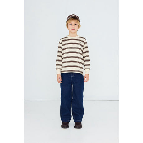 TinyCottons Cacao Retro Stripes Sleeve Tee