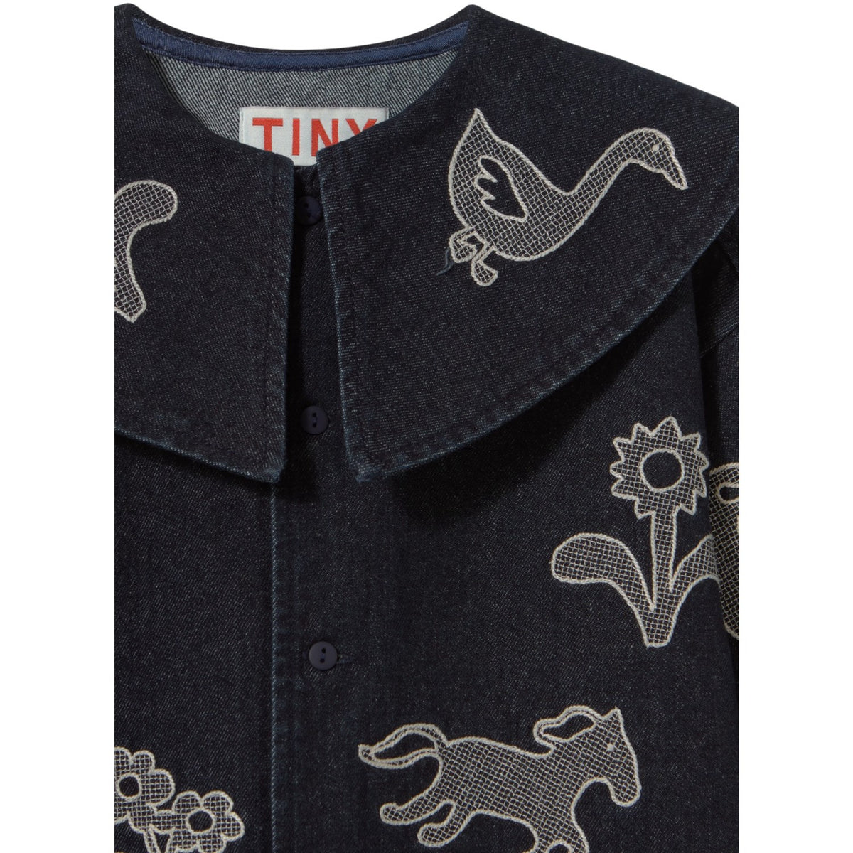 TinyCottons Denim Dark Wash 1 Horses & Flowers Denim Dress