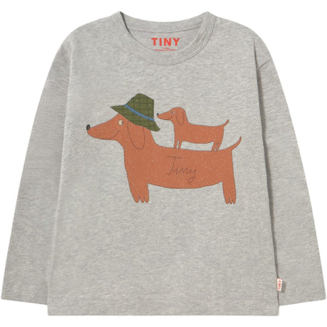 TinyCottons Medium Grey Heather Two Dogs Graphic Sleeve Tee