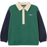 TinyCottons Dark Green Color Block Polo Sleeve Tee