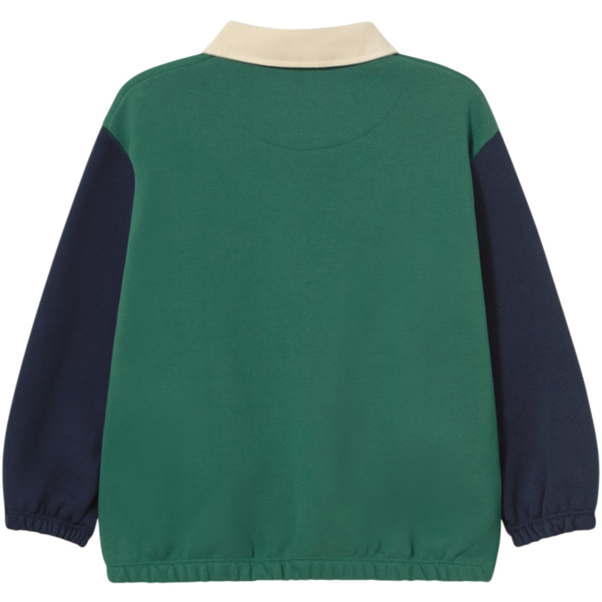 TinyCottons Dark Green Color Block Polo Sleeve Tee
