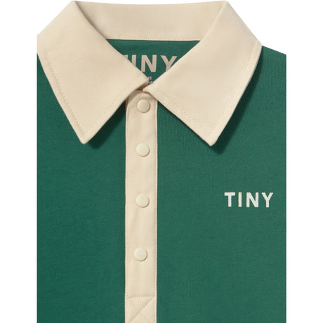 TinyCottons Dark Green Color Block Polo Sleeve Tee