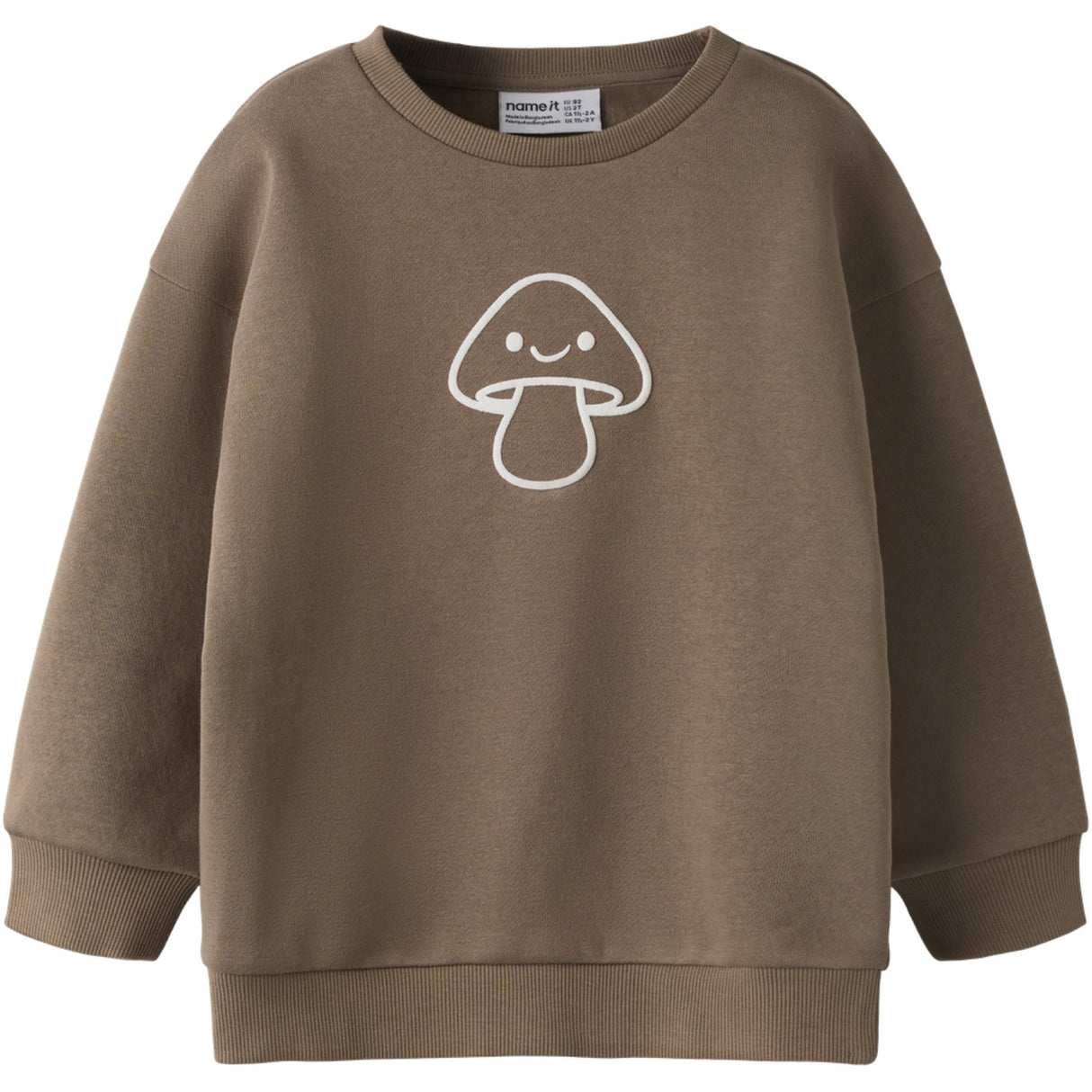 Name It Brown Lentil Antique White Print Nmnriley Ls Rlx Sweat Bru Noos