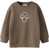 Name It Brown Lentil Antique White Print Nmnriley Ls Rlx Sweat Bru Noos