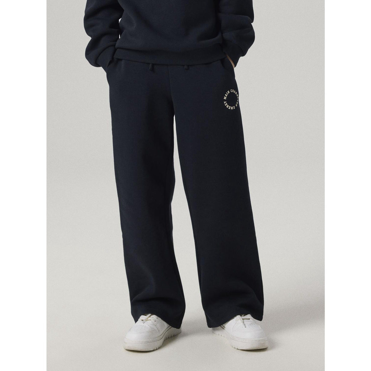 Name It Black Antique White Print Nkfria Wide Sweat Pants Bru Noos