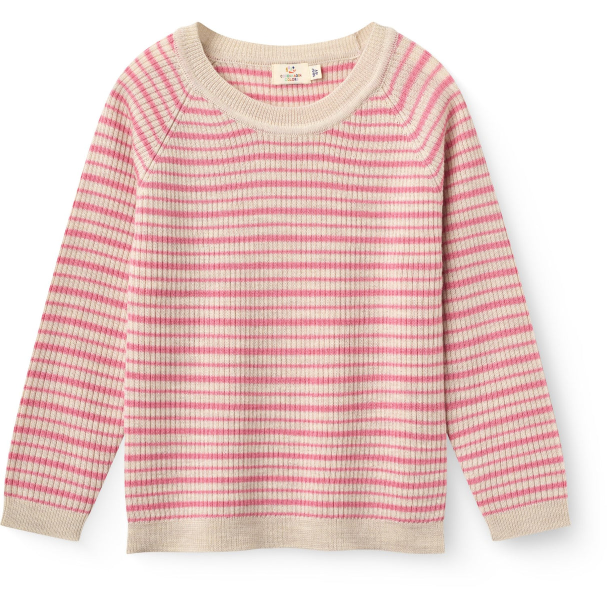 COPENHAGEN COLORS Blossom Pink Stripe Merino Classic Rib Blouse