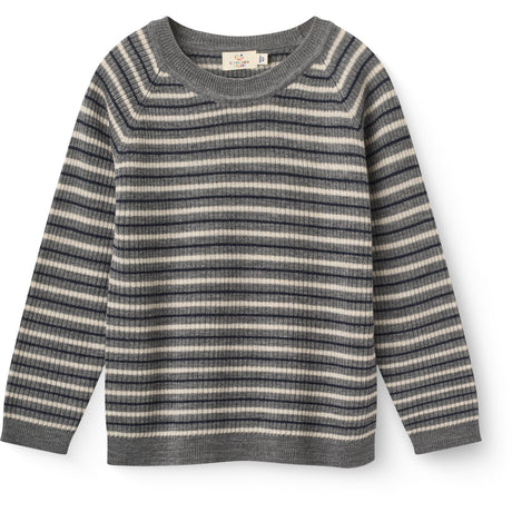 COPENHAGEN COLORS Grey Stripe Merino Classic Rib Blouse